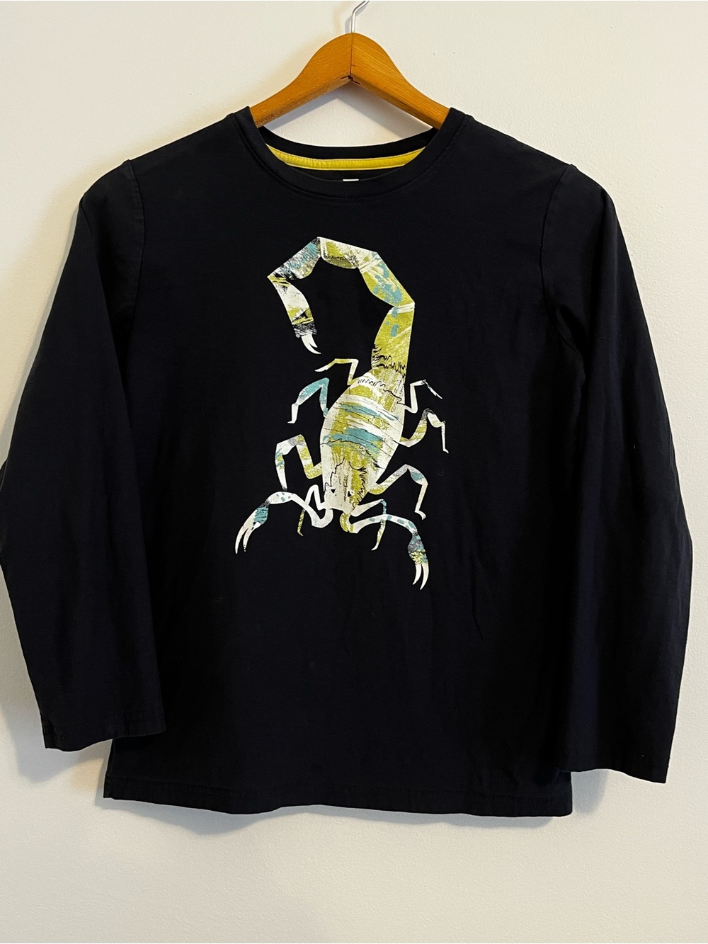 Tea Collection Scorpion Graphic Long Sleeve Shirt Youth Size 14 Black Cotton